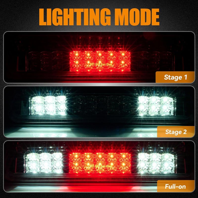 Cxdar Third 3rd Brake Light LED for 2004-2008 Ford F150, High Mount Rear Brake Lights Assembly for 04-08 F-150, Waterproof Center Cab Cargo Lamp Stop Light (Chrome) - Image 2
